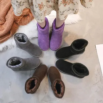 2020 Clasic Australia NOU Brand de Iarnă pentru Femei Moale Turma Anti-Alunecare Cizme de Zapada Split Piele de Vacă Glezna Pantofi de Femeie Botas Muje