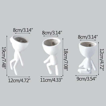 Strongwell Nordic Umanoid Mini Ceramice Papusa Agățat De Perete Ghiveci Planta De Gradina Titularul Desktop Figurine Decor Acasă Cadou
