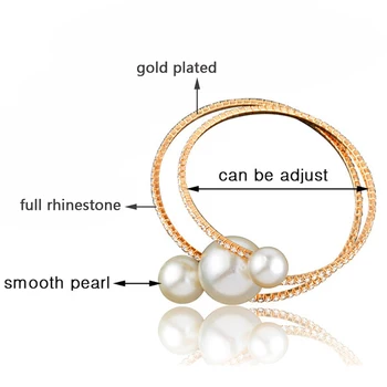 SINLEERY 3 Straturi de Cristal Bratari Simple Simulate Perla Mare Minge de Brățări Pentru Femei de Aur de Argint de Culoare Manșetă Sl179 SSB