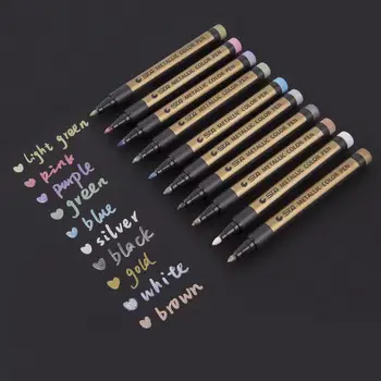 Culoare metal marker pe baza de apa vopsea stilou glonț jurnalul marker DIY album foto mână cont pen 10 culori