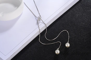 Simplu Moda 925 Colier de Argint cu Zirconia, Perla Pulover Lung Lanț de Coliere Pentru Femei cravată collares S-N168