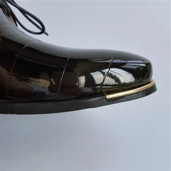 2021 Noi Barbati De Moda Rochie De Mireasa Pantofi Negru Confortabil Cauals Plat Afaceri Britanic Dantela-Up Piele Mocasini