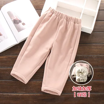 Fete Pantaloni de Catifea Stil coreean Solid Pantaloni 2020 Iarna pentru Copii Copii de la Mijlocul Pantaloni Cald 0-7 Ani Haine pentru Copii de 2 Culori