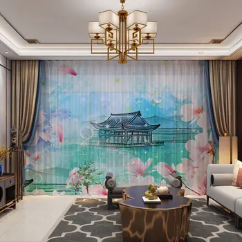 Păsări Florale Peisaj Stil Chinezesc 3D Personalizate Perdele Draperii Panou Tul Pur Acasă Decorare Camera de zi Dormitor