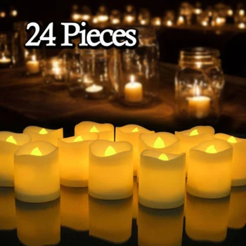 24 BUC fără flacără Lumânări Votive Baterii Pâlpâirea LED-uri de Lumină Ceai Nunta Petrecere de Ziua Consumabile