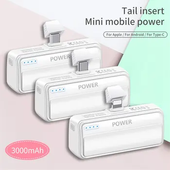 FLOVEME 3000mAH Buzunar Mini-Banca de Putere pentru Xiaomi Mi Extern Portabil Încărcător de Baterie pentru iPhone Tip C Poverbank Transportul Plug