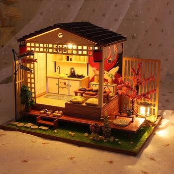 Roombox DIY casă de Păpuși pentru Copii Jucarii din Lemn, Mobilier Casa Papusa in Miniatura Păpuși Ambarcațiuni Puzzle Jucării Pentru Copii Cadouri de Craciun
