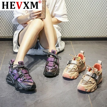 Platforma Adidasi Rotund Toe 2020 Primăvară/Toamnă Violet Pană Adidași Pantofi De Înaltă Calitate Femeie Tatăl Pantofi Zapatos De Mujer