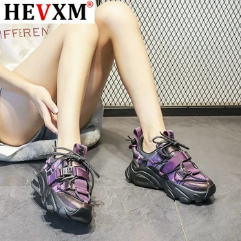 Platforma Adidasi Rotund Toe 2020 Primăvară/Toamnă Violet Pană Adidași Pantofi De Înaltă Calitate Femeie Tatăl Pantofi Zapatos De Mujer