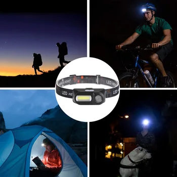 Strălucitoare LED Faruri Lumina Capul în aer liber camping XPE+COB USB de încărcare de Pescuit faruri rezistent la apa lanterna cu 18650