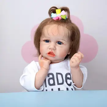 KEIUMI 57 CM Renăscut Baby Dolls Corp Plin de Silicon Fata Copil Copil Papusa Soft Touch Pentru Copil Chiritmas Chirldren e Cadou de ziua