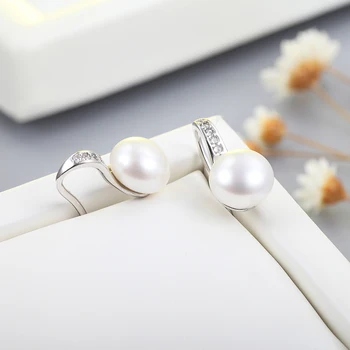 Rafinat Argint 925 Lant Naturale Colier de Perle de Cultură Set de Bijuterii pentru Femei, Bijuterii de Moda Cadou en-Gros FEIGE