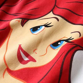 Disney Tricou Femei Vintage Harajuku Streetwear De Sex Feminin De Desene Animate Mica Sirena Ariel Pulover O-Gât Topuri Largi Casual
