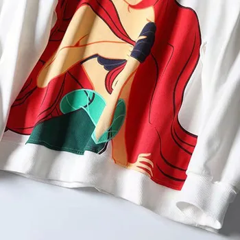 Disney Tricou Femei Vintage Harajuku Streetwear De Sex Feminin De Desene Animate Mica Sirena Ariel Pulover O-Gât Topuri Largi Casual