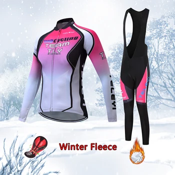 2021 Moda Iarna Ciclism Set Femeile Cald Lână Termica Biciclete Rutier Jersey Femei Îmbrăcăminte de Biciclete MTB Haine Sport Uniformă Kit
