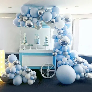 350pcs Balon Latex Ghirlanda Arc Kit Blue Chrome Ballon Lanț Set de Copii de Petrecere Nunta, Decoratiuni de nunta