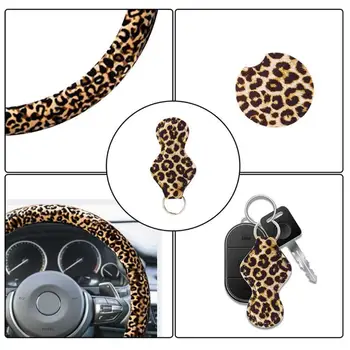 Leopard de Imprimare Volan Set de Acoperire Non-alunecare, Impermeabil, Rezistent Si Respirabil Volan Masina Panglica Acoperi
