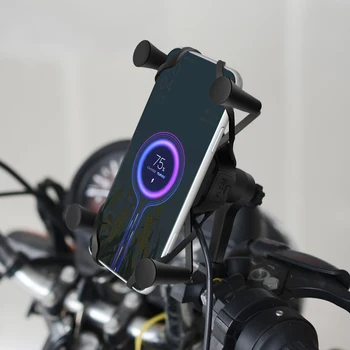 12V Motocicleta USB 2.1 UN Încărcător Wireless Qi Suport de Montare Suport X-Grip cu Voltmetru Titularii de Încărcare USB Echipamente de Mobilitate