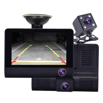 4 inch de Conducere Auto Recorder Cu Cameră retrovizoare 3 in 1 1080P Dash Camera Auto DVR Înregistrare în Buclă Senzor G 170° Dashcam Masina