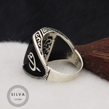 Silva Orijinal 925 Sterling Silver Ring pentru Bărbați Onix Negru Piatra de Agat S925 argint moda Bijuterii Cadou Mens Inele de Toate dimensiunile