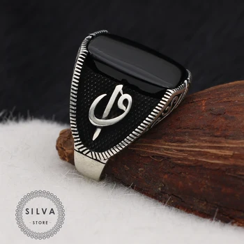 Silva Orijinal 925 Sterling Silver Ring pentru Bărbați Onix Negru Piatra de Agat S925 argint moda Bijuterii Cadou Mens Inele de Toate dimensiunile