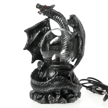 [MGT]Medievale Dragon Guardian Electric Plasma Ball Gotic Ornament Halloween Iluminat Decor Dragon Mistic Statuie Figurina