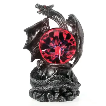 [MGT]Medievale Dragon Guardian Electric Plasma Ball Gotic Ornament Halloween Iluminat Decor Dragon Mistic Statuie Figurina