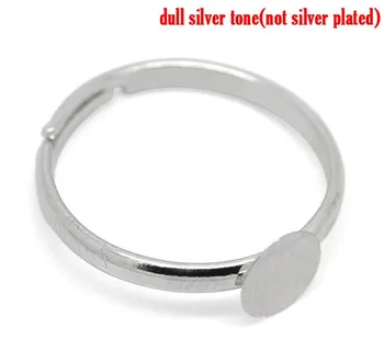 Argint Culoare Cupru Inel Reglabil Gol Pad Bază 15.5 mm-NE 4.75(Pad;6mm), 30buc (B16890)