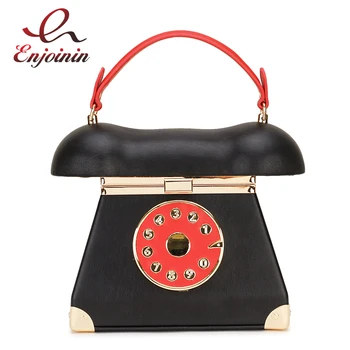 Vintage Black & Red Telefon de Design din Piele Pu pentru Femei de Moda Poșete și Genți de mână Geantă de Umăr, Sac de Box Feminin Geanta Crossbody