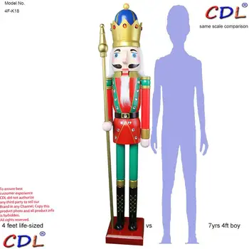 CDL 4feet/120cm/4ft/4foot Viața de dimensiuni mare/Gigant Roșu de Crăciun din Lemn spargatorul de Nuci si Regele & Soldat Ornament Papusa K18