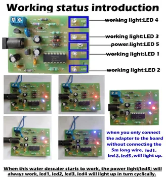 Electronice de Apă Detartrant Decalcifier Conditionat DIY Asamblat Kit pentru Cupru Țeavă din PVC, 5 Lumini Led-uri Arată Starea de Lucru