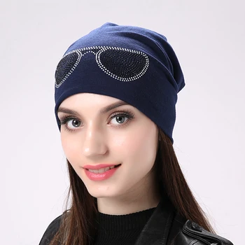 Geebro femei ochelari de design beanie palarie pentru fete gorras chelioși căciuli pentru femei tricotate femei capota pălărie cu Strasuri