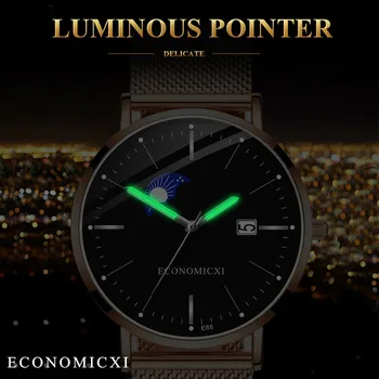 Oamenii de afaceri văd pe Oameni Luminoase din Oțel Inoxidabil Cuarț Ceas de mână de sex Masculin Ceas relogio masculino reloj hombre Cu Calendar