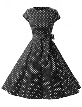 Fierbinte de Vânzare de Moda pentru Femei Nou Buline, Dantela Talie Scurt Swing Dress