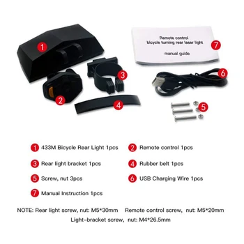 2200mAh Biciclete Coada Lumina USB Reîncărcabilă, fără Fir rezistent la apa MTB de Siguranță Inteligent de Control de la Distanță Transforma Semn de Biciclete Lumina Lămpii