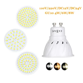 10BUC GU10 Bec LED Lampa de 110V 220V 4W 6W 8W Bombillas Lampă cu LED-uri lumini la fața Locului GU 10 36 54 72LEDs 2835 Loc cfl Crească Plante de Lumină