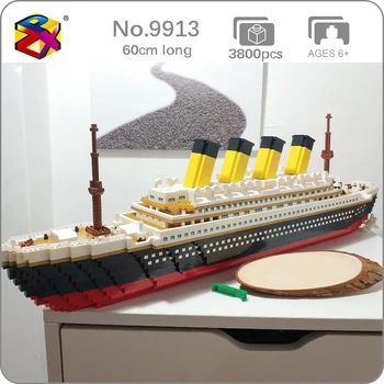 PZX 9914 Filmul Titanic Mare Navă de Croazieră cu Barca 3D Modle 3800pcs DIY Mini Diamond Blocuri Caramizi de constructie de Jucarie pentru Copii fără Cutie