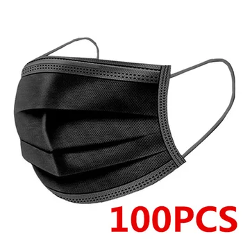 100BUC Negru Mască de Unică folosință Vânt Ceață Masca de Unică folosință Nețesute 3 pune Respirator mascarillas masque