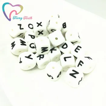 Teeny Dinți 500 BUC 12 MM în Vrac Silicon Cub Scrisoare Margele,Alfabet Margele,Liber Silicon Scrisoare Alfabet Margele Pentru Bijuterii DIY