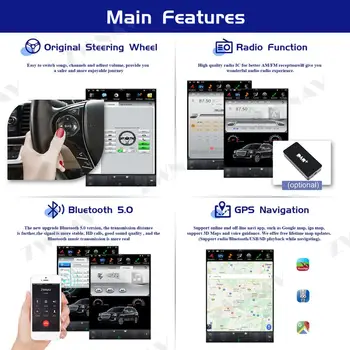 4+128G Tesla Ecran Pentru Ford Mustang 2016 2017 2018 2019 Android 9.0 Mașină Player Multimedia Navigatie GPS Radio Stereo Unitate