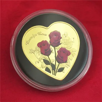 În formă de inimă a Crescut de Monede de Aur Comemorative de Dragoste Inima Monede 52 de Limbi Te Iubesc Cadou Monede de Colecție de Artă