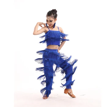 Copii dans latino jazz costume fete latină concurs de dans ciucure costum de dans, haine dans sportiv rochii