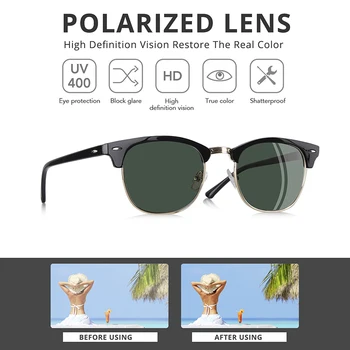 AOFLY Designer de Brand Polarizat ochelari de Soare Vintage Jumătate Cadru Metalic Oglindă Ochelari de Soare Pentru Femei de sex Masculin zonnebril heren UV400