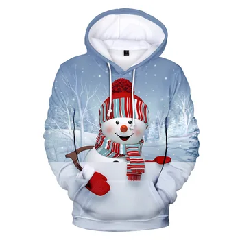 2020 om de Zapada Unisex Bărbați Femei Moș Crăciun S-4XL Crăciun Noutate Urât om de Zăpadă de CRĂCIUN 3D Pulover pulover cu gluga Pulover Cald