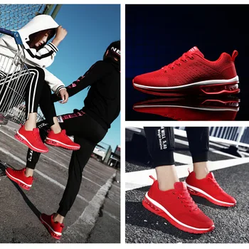 Primăvara Femei Adidași Roșii Negru De Moda Coreeană Femei Pantofi 2020 Ochiurilor De Plasă Respirabil Pernă De Aer Casual Pantofi Pentru Femeie Tenis Feminino