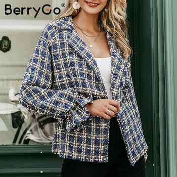 BerryGo carouri de Moda sacou de tweed pentru femei haina Liber lantern maneca streetwear straturi Elastic talie mare doamnelor uza jachete