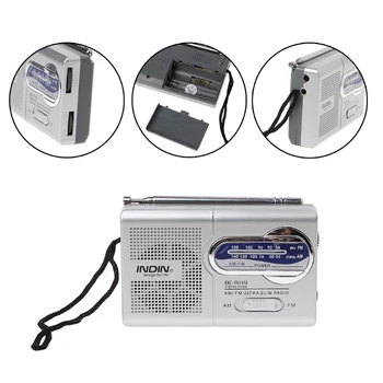BC-R119 Portabil Mini Radio 2-Band SUNT FM Receptor Lume Retractabil Antena DC 3V