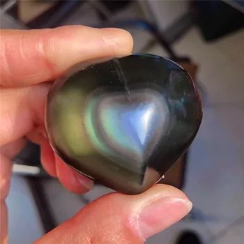 Naturale curcubeu obsidian inimile cristal obsidian Cuarț Forma de Inima cu Cristale de Vindecare Cadou