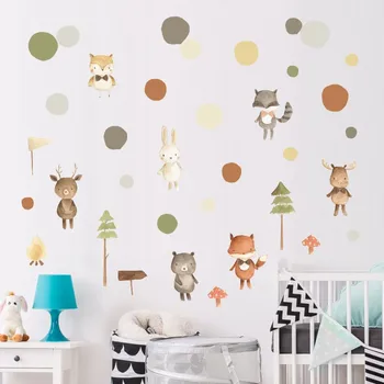 Zollor Desene animate Animal Mic Vulpe Puncte Autocolant Perete Dormitor camera Copiilor Fundal Stil Nordic Creative Autocolante Decorative