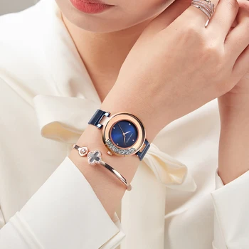 MINIFOCUS Femei Ceasuri de Lux de Brand de Moda Casual, Doamnelor Cuarț Rochie Lady Stras Ceas de mana Pentru Femei Ceas Albastru